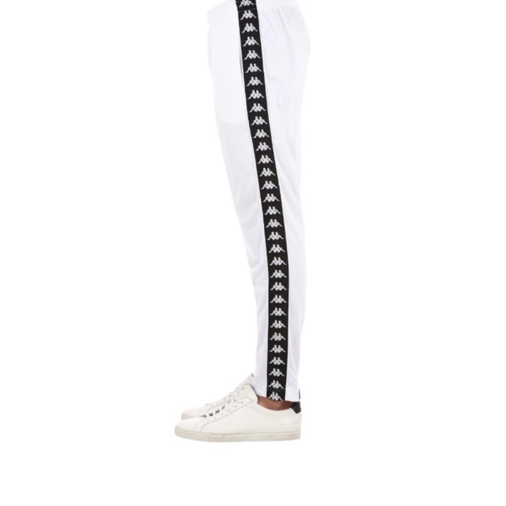 Kappa Men's White Joggers with Black Logo Stripe